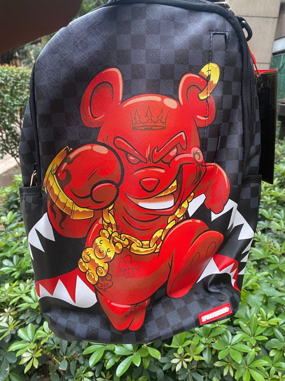 Sprayground Backpack CHASE BANK: DIABLO BACK Teddy Bear Checkered School Bag NEW