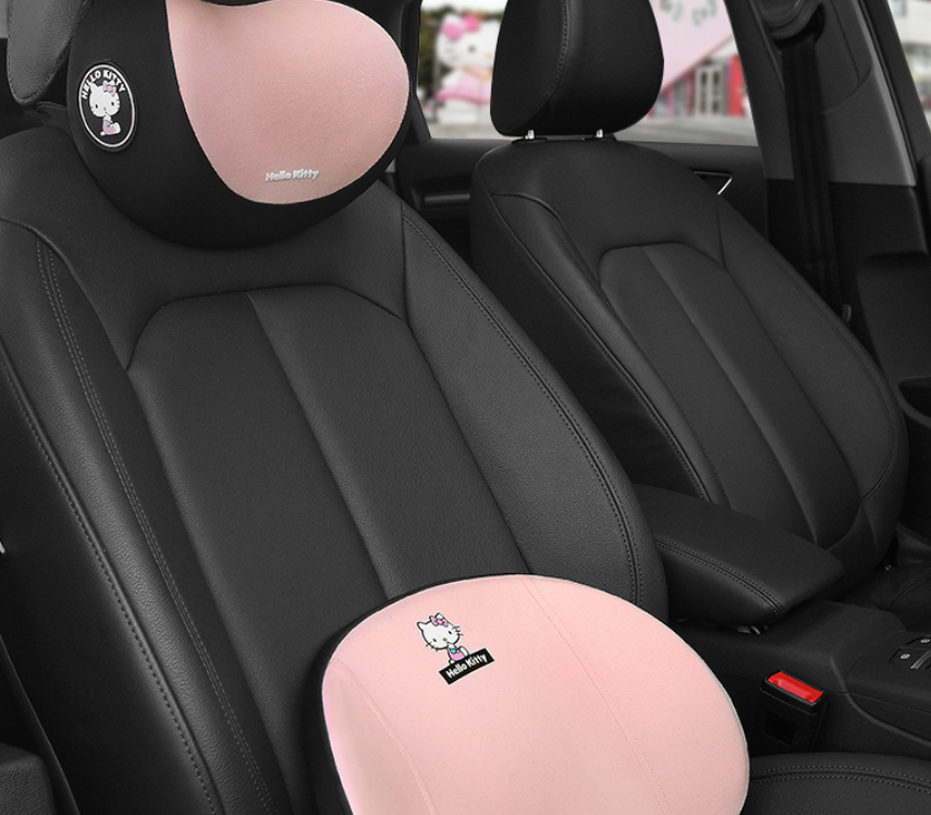 Hello Kitty Car Pillow Waist Support Breathable Powder Pink Cushion