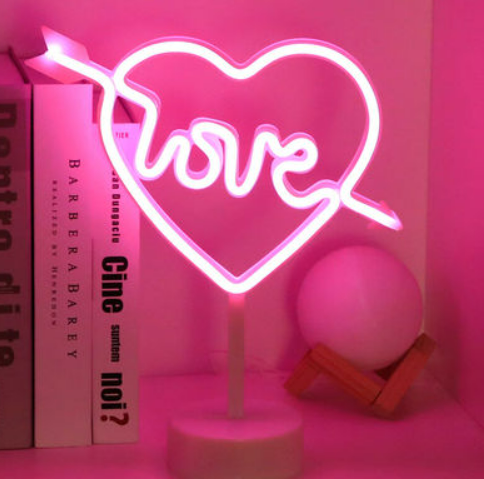 Pink Love Arrow Heart Night Light Atmosphere Decorative Table Lamp Led Light