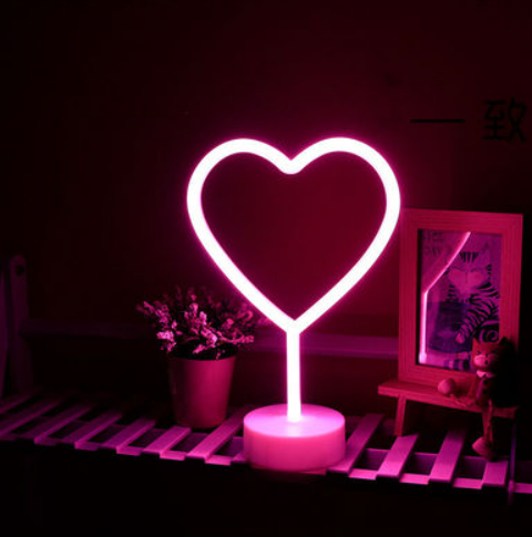 Pink Love Heart Night Light Atmosphere Decorative Table Lamp Led Light
