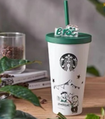 Starbucks China 2022 Bear Stainless Steel 18.5oz Straw Cup White Tumbler