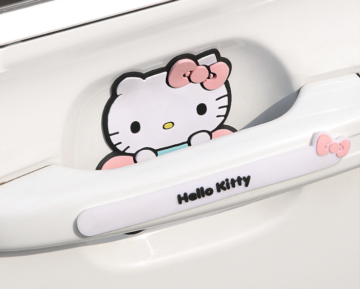 Hello Kitty Car Door Anti-Collision Strip Cute Silicone Anti-Scratch Sticker Set Of 8 Stickers