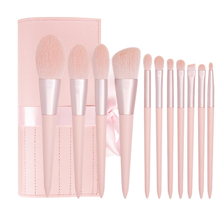 Pink Macaron Cosmetic Makeup Brush Beauty Tools Set Of 11 Makeup Brushes With A Pack