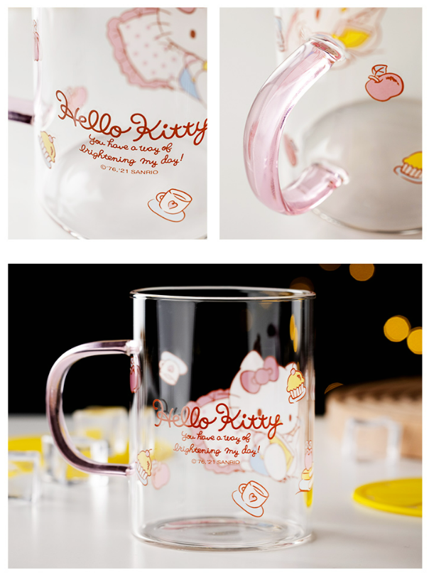 Hello Kitty Glass Coffee Tea Mug 15.2oz Cute Cup