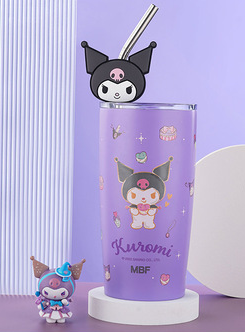 Sanrio Characters Stainless Steel Straw Cup 20oz Cartoon Hello Kitty Kuromi Melodi Yugui Tumbler With Topper