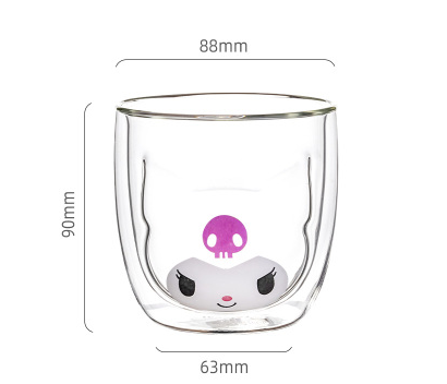 Sanrio Hello Kitty My Melody Kuromi Double Wall Glass 10oz Cup