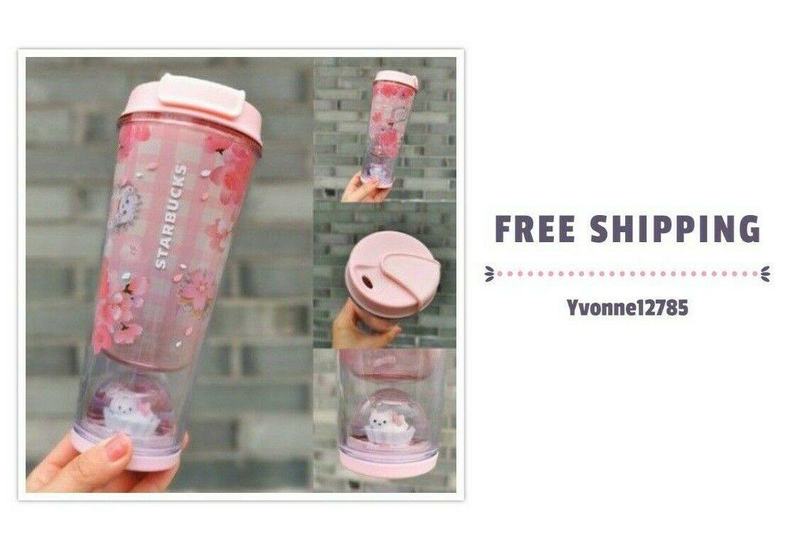 Starbucks China 2020 Cherry Blossom Pink Picnic Water Polo Cup 12oz Tumbler Cat - Yvonne12785