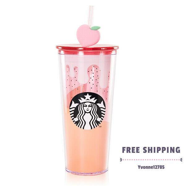 Starbucks China 2020 Summer Pink Peach 16oz Plastic Straw Cup Pink Tumbler - Yvonne12785