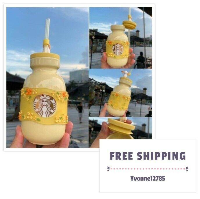 Starbucks 2020 Mid-Autumn Festival Yellow Falling Flower Straw Cup Ceramic 15oz - Yvonne12785