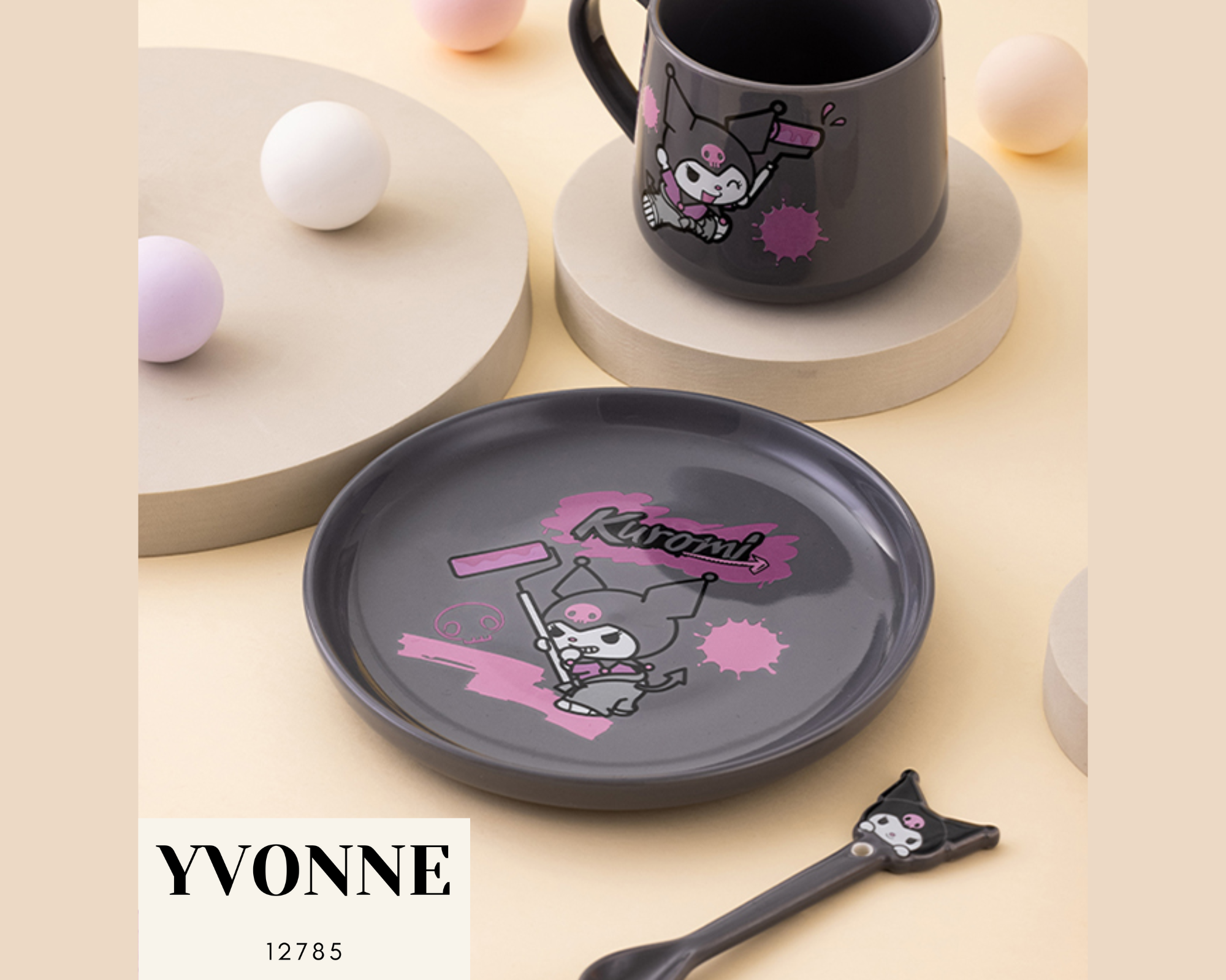 Kuromi Tableware Ceramic Round Plate