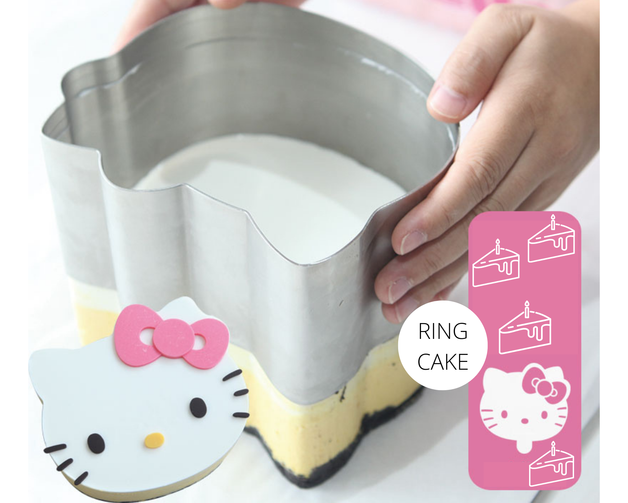 Hello Kitty Mousse Cake Ring 4/6/8 Inches 3.1 Inches High Height