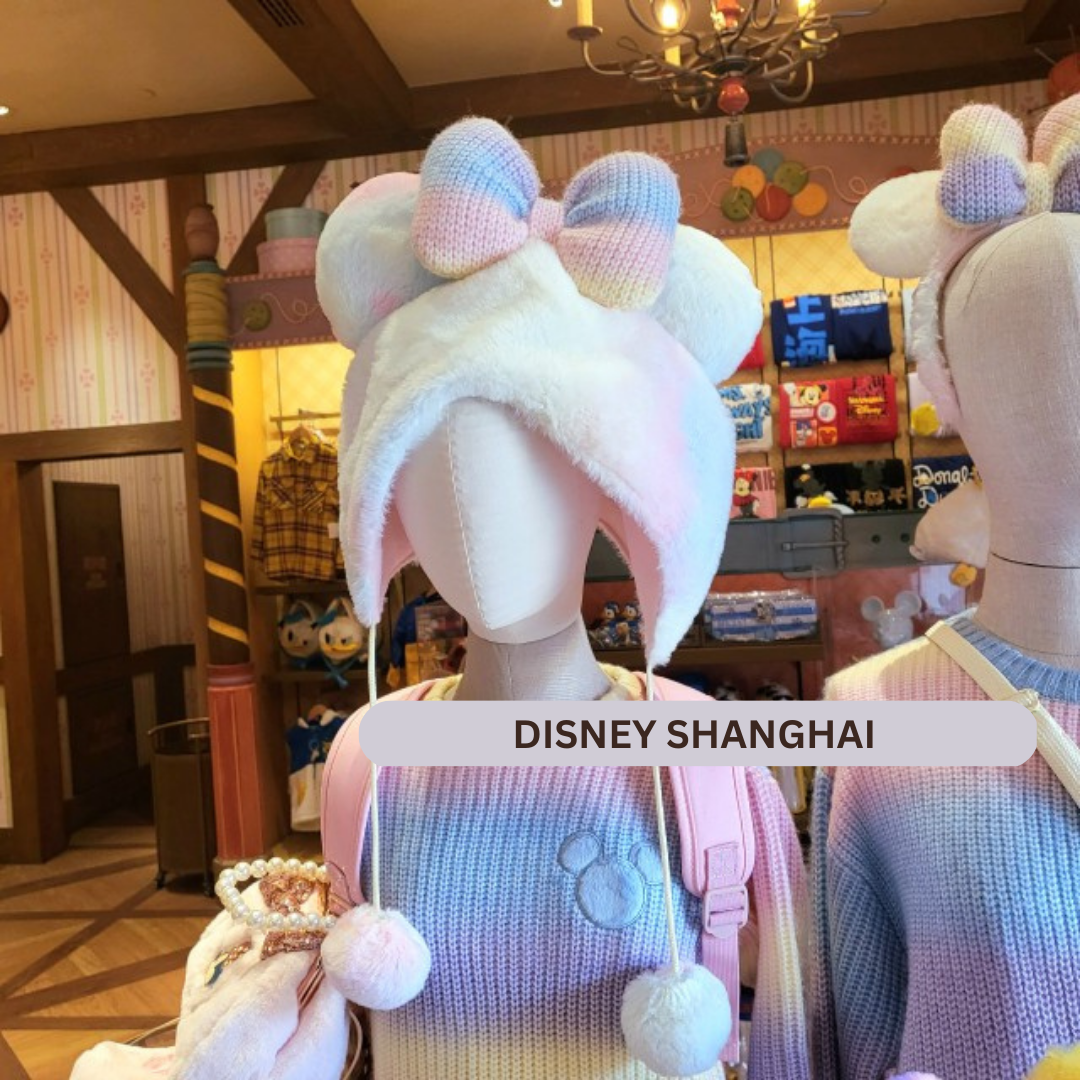 Disney Shanghai 2023 Cotton Candy Minnie Mouse Ear Headband & Hat Set Of 2 Items