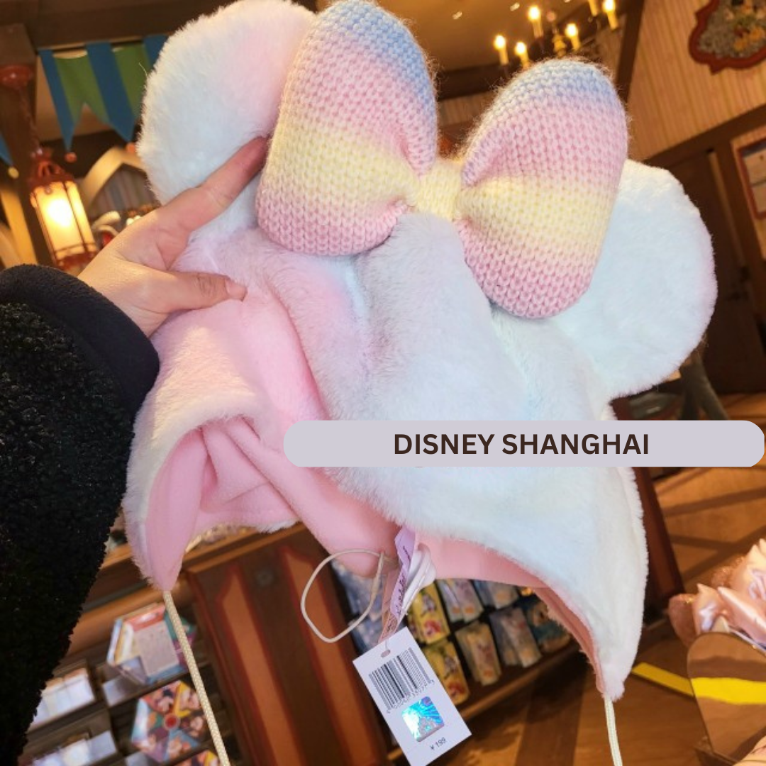 Disney Shanghai 2023 Cotton Candy Minnie Mouse Ear Headband & Hat Set Of 2 Items