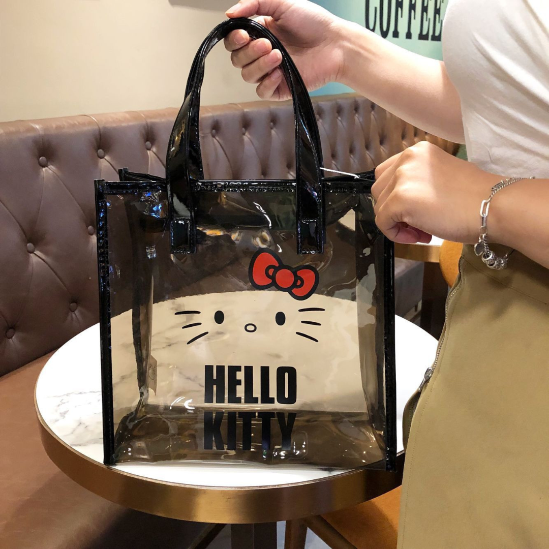 Hello Kitty Transparent Bag Women's Hand Bag Fashion Style Waterproof Bag