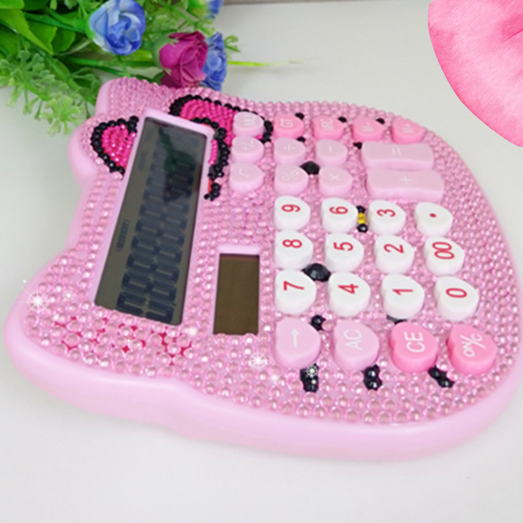 Hello Kitty Calculator Pink White Bling Diamond