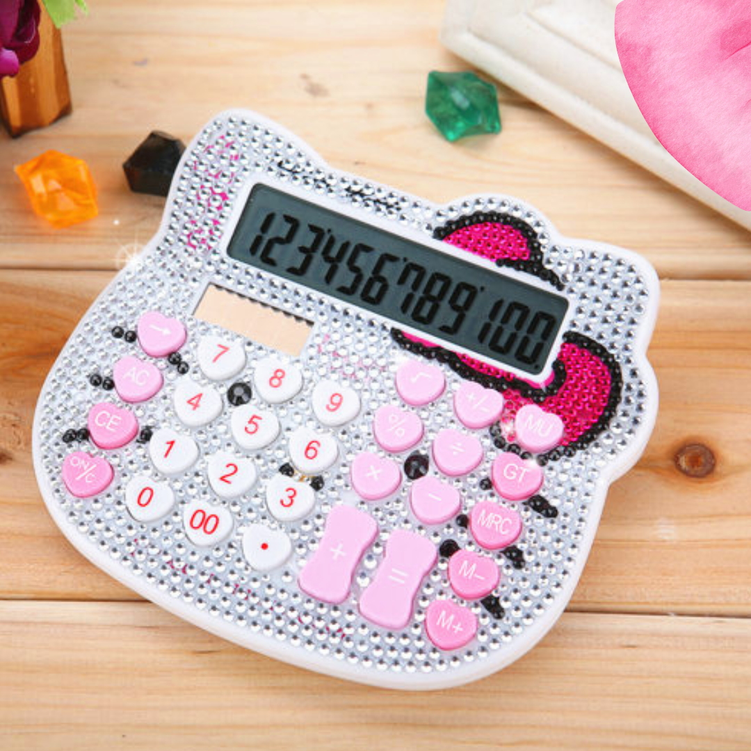 Hello Kitty Calculator Pink White Bling Diamond