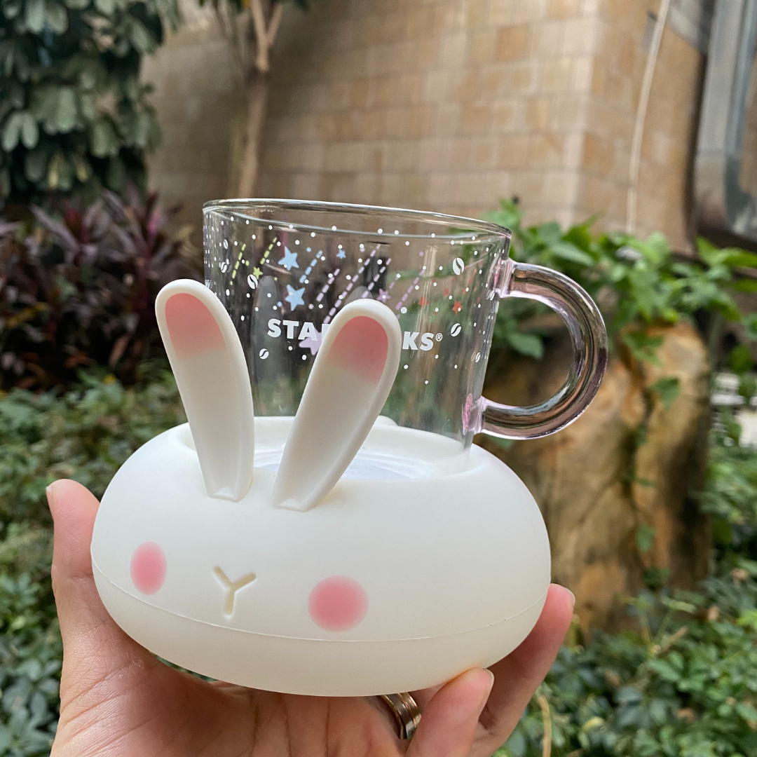 Rare Starbucks 2019 China Spring Jade Rabbit Night Light 8oz Glass Water Coffee Cup