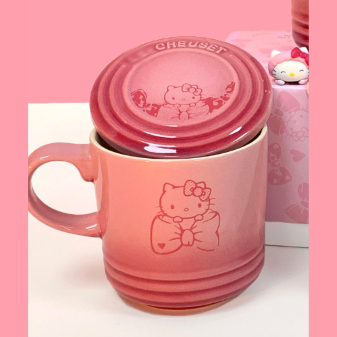 Hello Kitty Ceramic Coffee Tea Mug With Lid 11.1oz Pink Cup