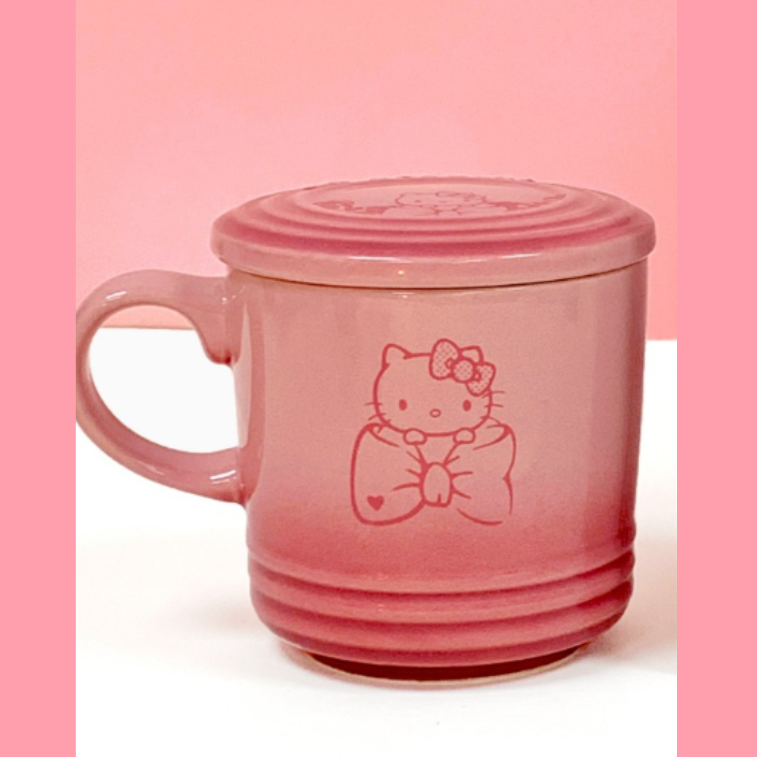 Hello Kitty Ceramic Coffee Tea Mug With Lid 11.1oz Pink Cup