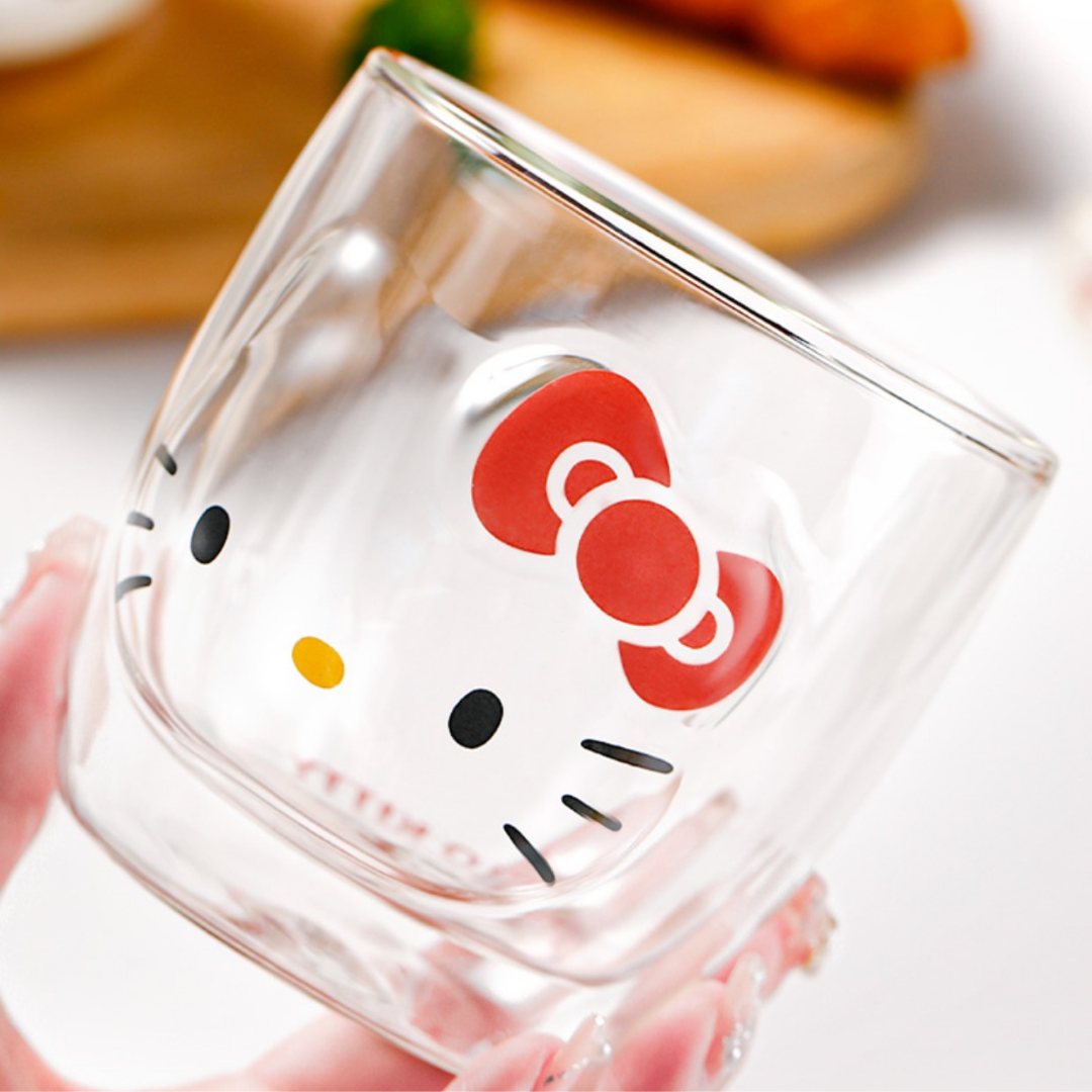 Sanrio Hello Kitty My Melody Kuromi Double Wall Glass 10oz Cup