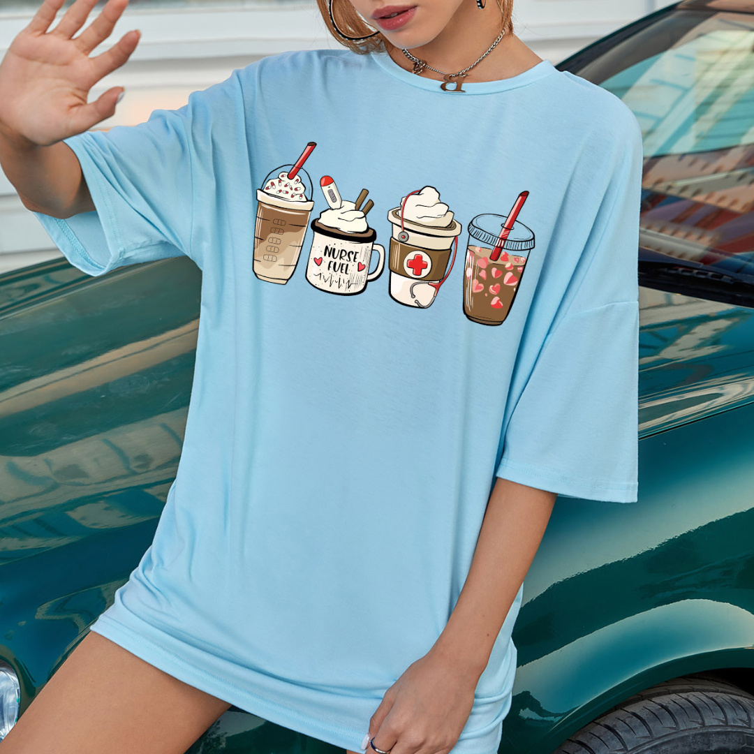Milk Tea Latte Coffee Pattern Cool T-Shirt Size S-XL ( 8 Colors To Choose From )