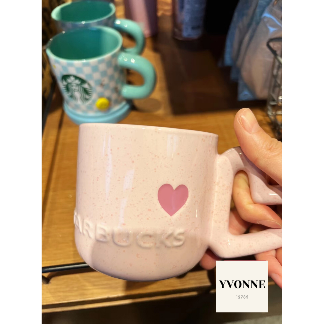 PRE ORDER 2022 Korea Valentine's Day Pink Love Handle Ceramic Mug Cup
