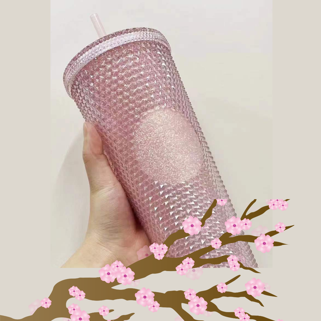 Starbukcs 2022 China Pink Glitter Sakura 24oz Studded Tumbler