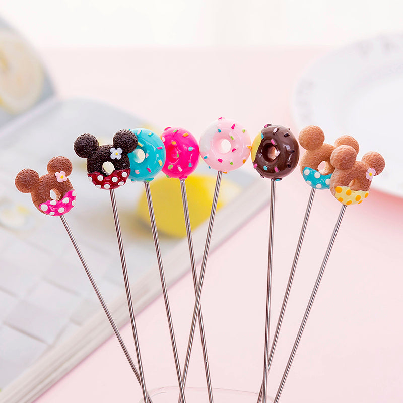 Cute Donut Stirring Stick Set Of 8 Stirrers For Coffee Mugs Cups