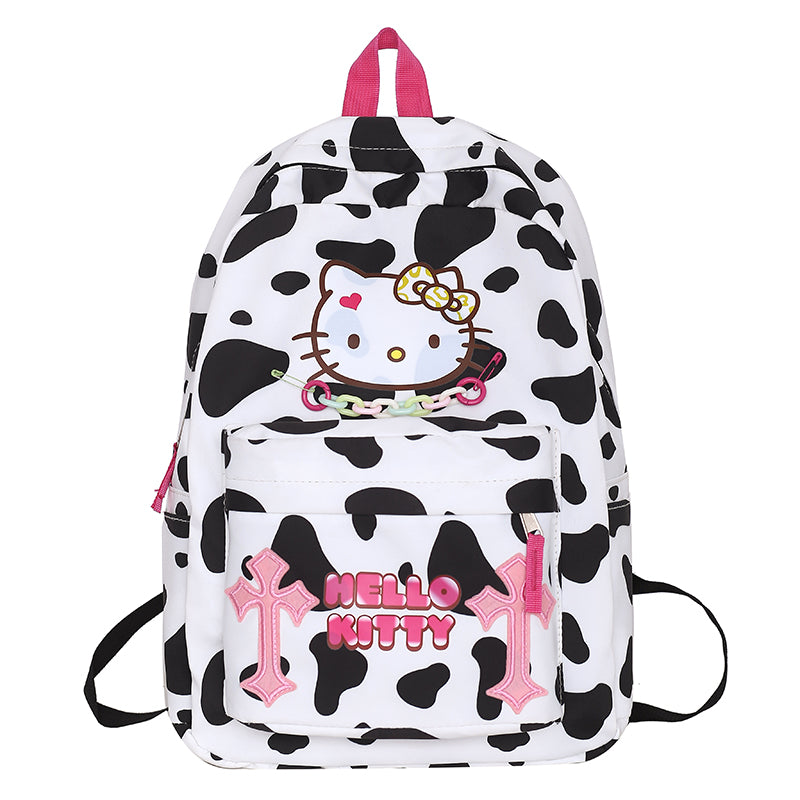 Cute Hello Kitty Leopard Backpack White - Pink Laptop School Books Bag