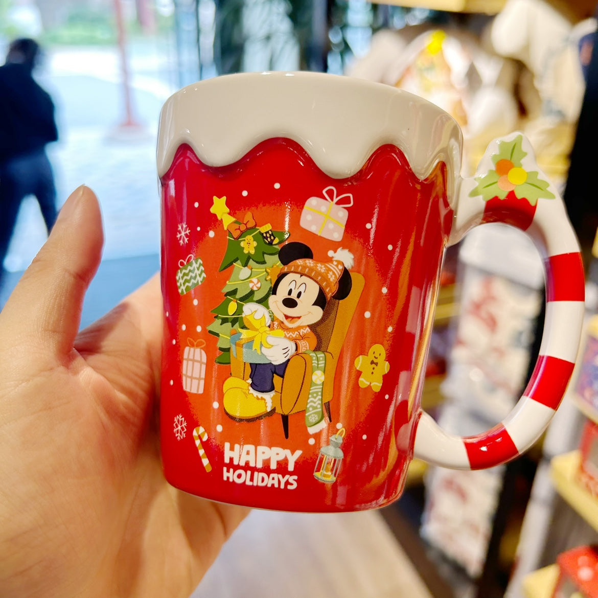 Disney 2022 Shanghai Resort Micky Mouse Ceramic Mug Happy Holidays Cup