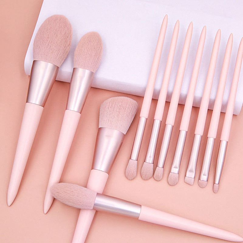 Pink Macaron Cosmetic Makeup Brush Beauty Tools Set Of 11 Makeup Brushes With A Pack