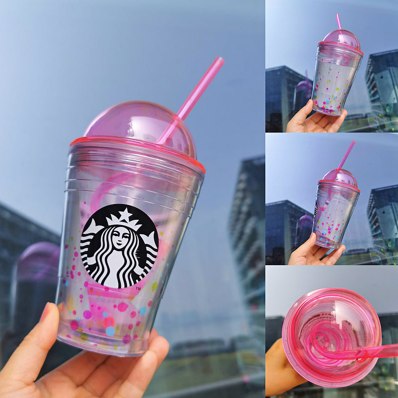 Starbucks Pink Rotating Straw Cup 12oz Plastic Tumbler