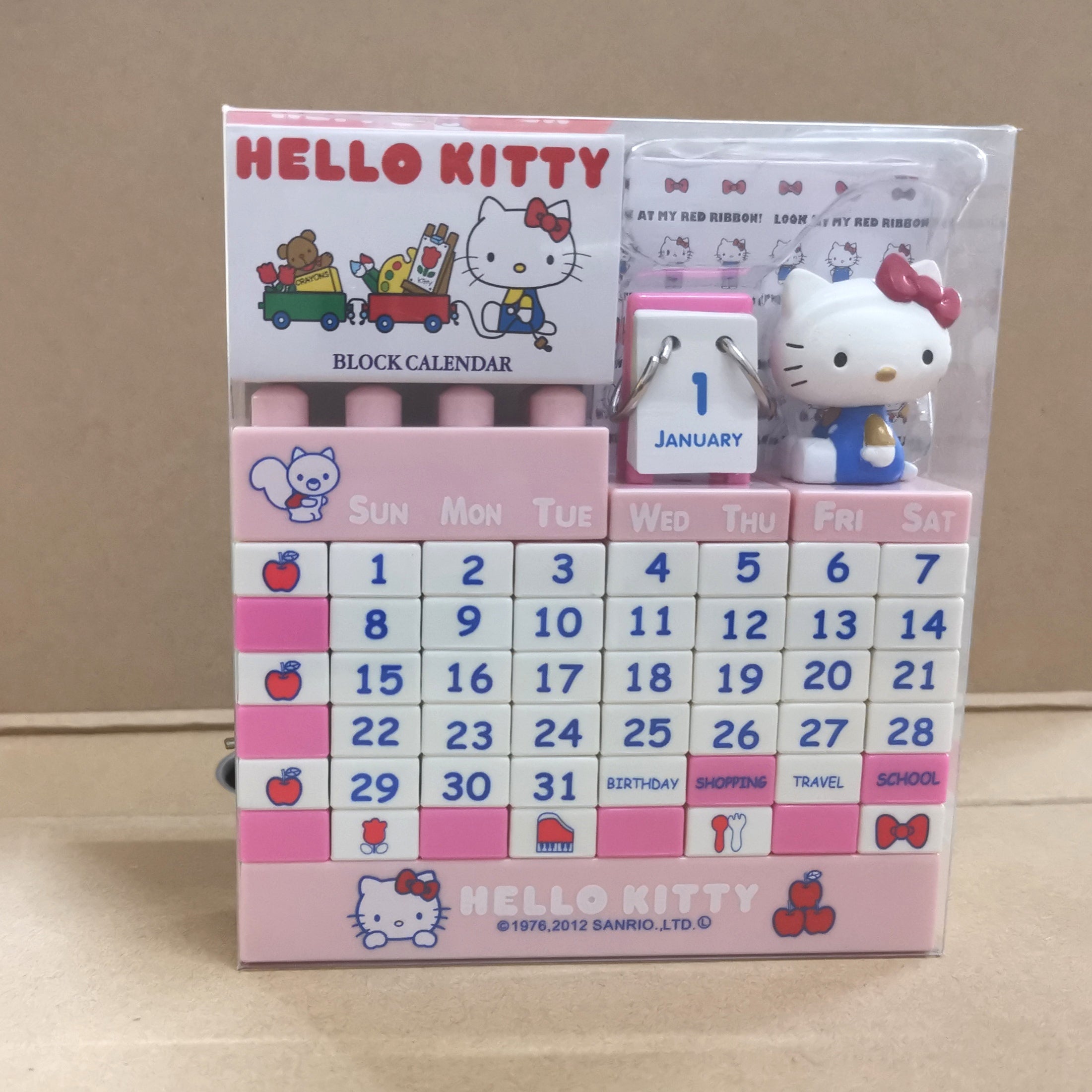 Hello Kitty Cute Three-Dimensional Desktop Calendar Pink / Red