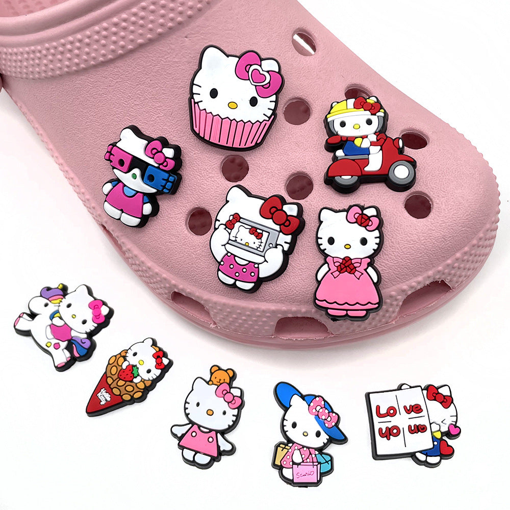 Hello Kitty Shoe Charms Buckle FOR Crocs & Bracelet & Wristband Cute 10 Pcs Set