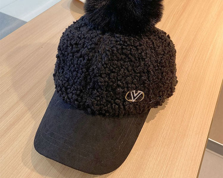 Women's Warm Cap Hat For Autumn/Winter With Fur Ball