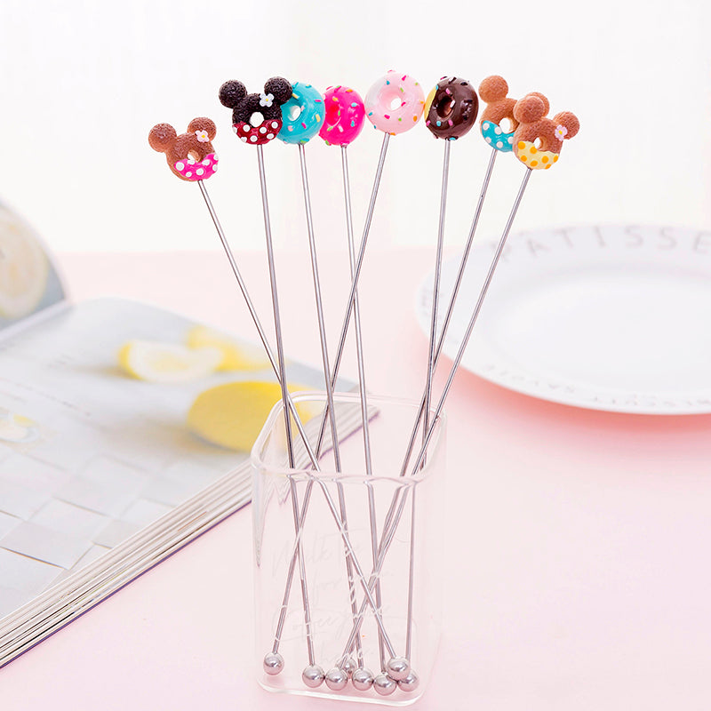 Cute Donut Stirring Stick Set Of 8 Stirrers For Coffee Mugs Cups