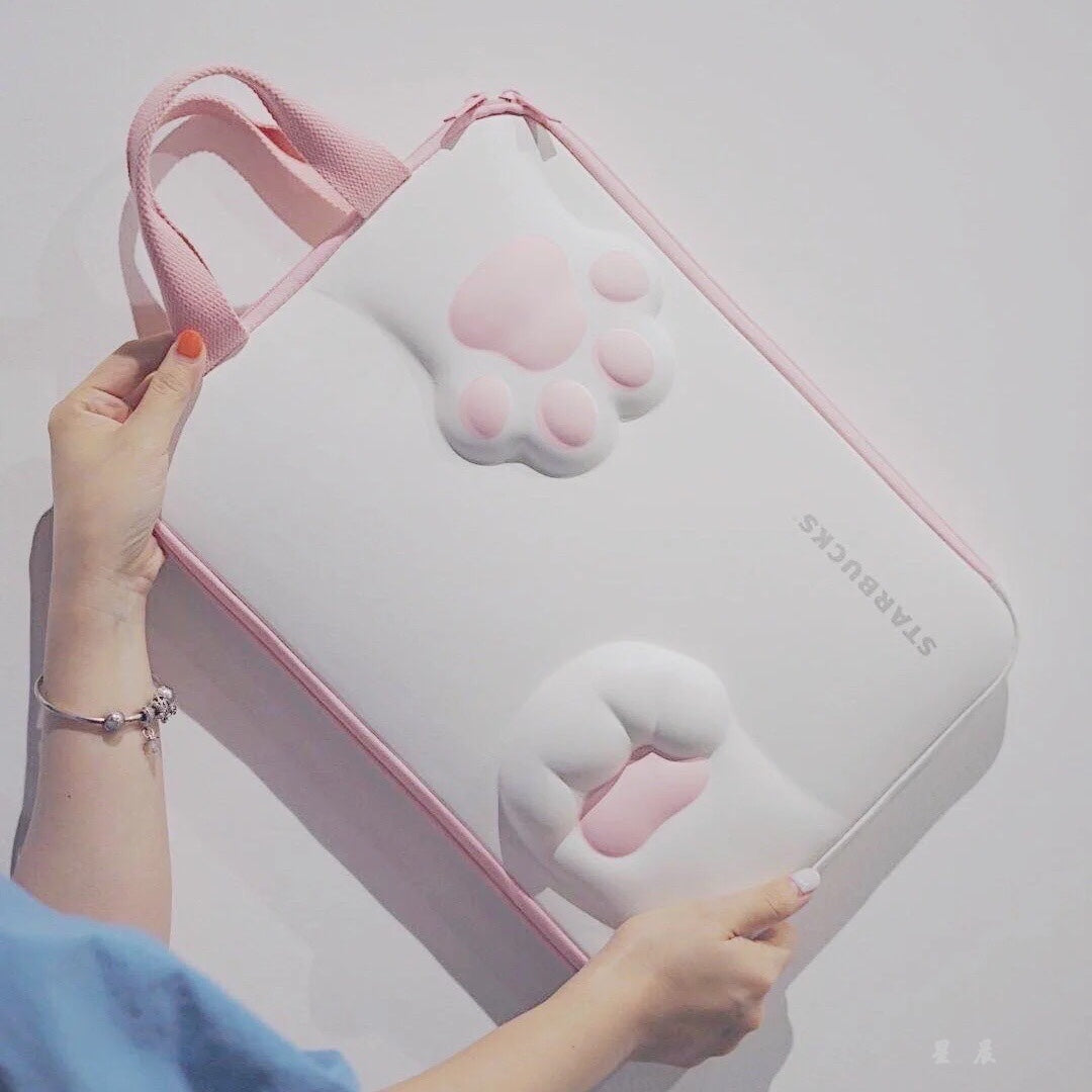 Starbucks 2021 China Cute Cat Claw White & Pink 14inch Laptop Case