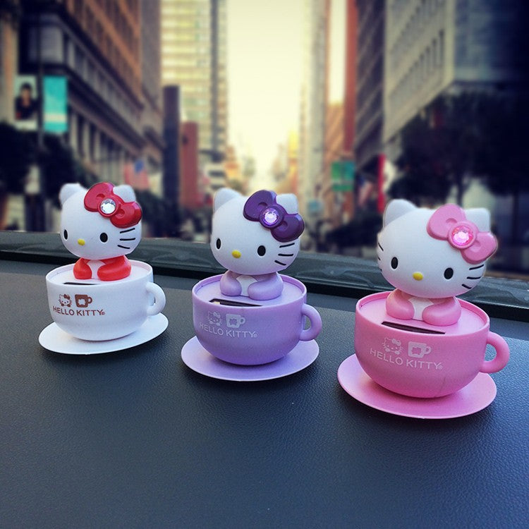 Hello Kitty Moving Head Solar Car Decoration Pink Red Purple Set Of 3 Ornaments