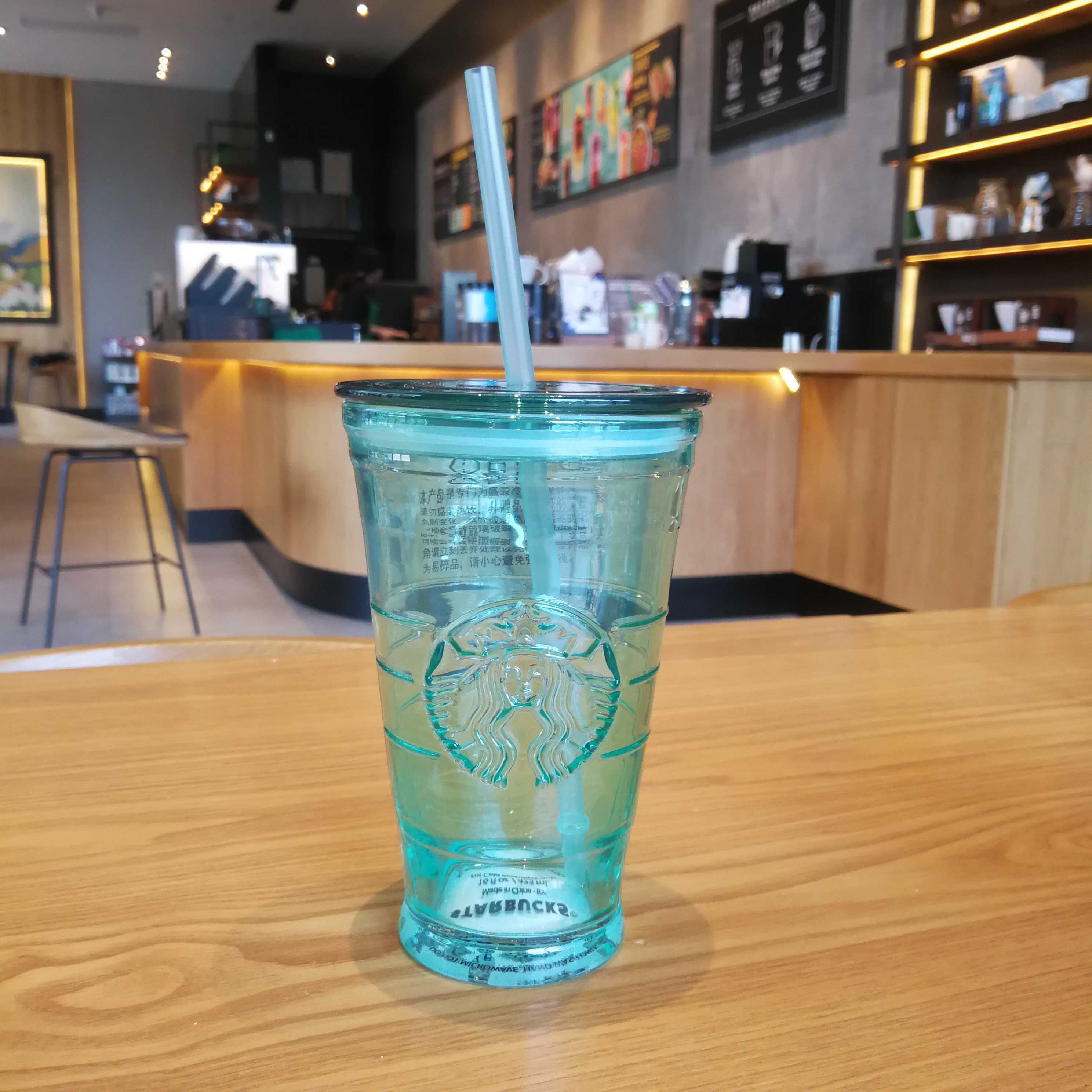 Starbucks Cup China Summer Siren Logo Green Blue 16oz Glass Bottle Cup Tumbler