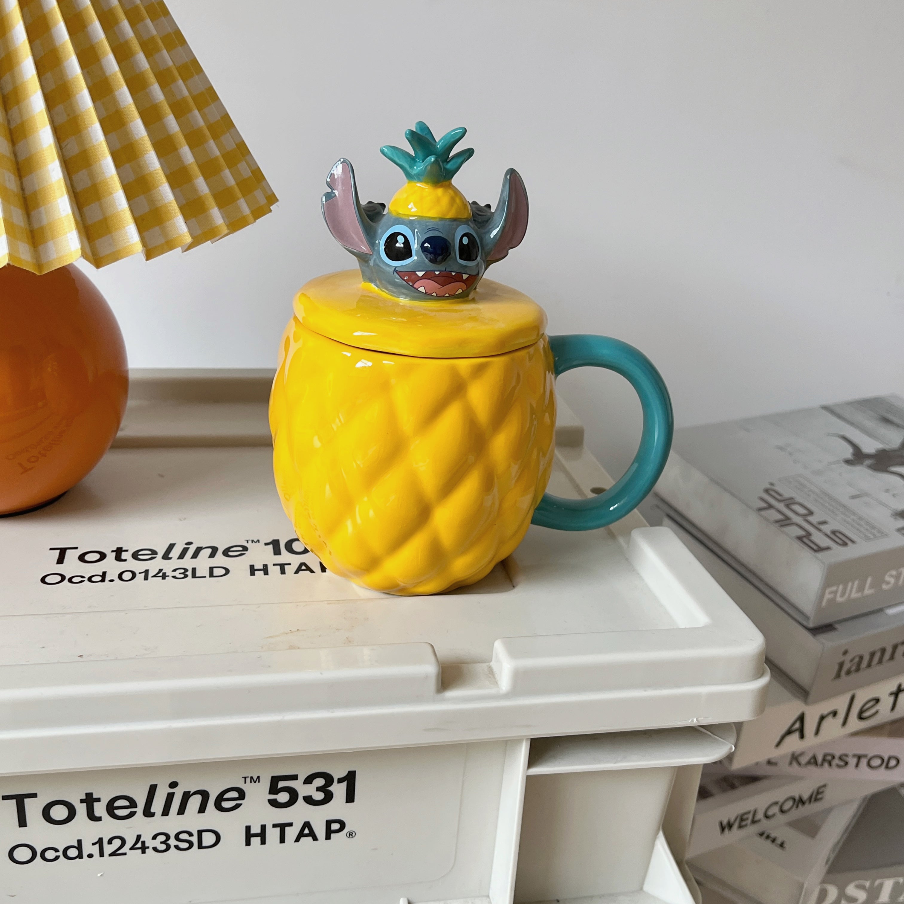 Stitch Cartoon Yellow Pineapple Ceramic Mug