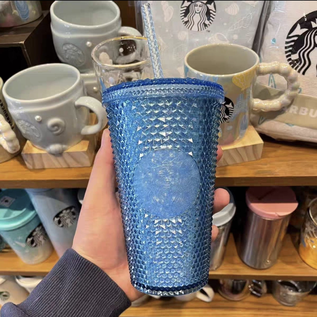 PRE ORDER 2022 Starbucks Japan Bling Blue 16oz Straw Studded Tumbler
