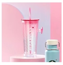 Starbucks 2022 Korea Valentine's Day 16oz Pink Gradient Finger Buckle Pop Socket Cup