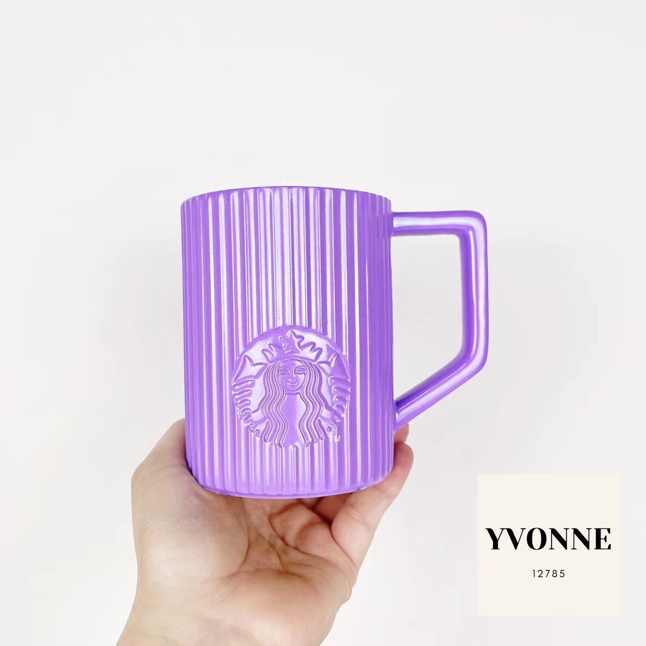 Sale Starbucks 2022 China Violet Purple Goddess Striped 12oz Ceramic Mug