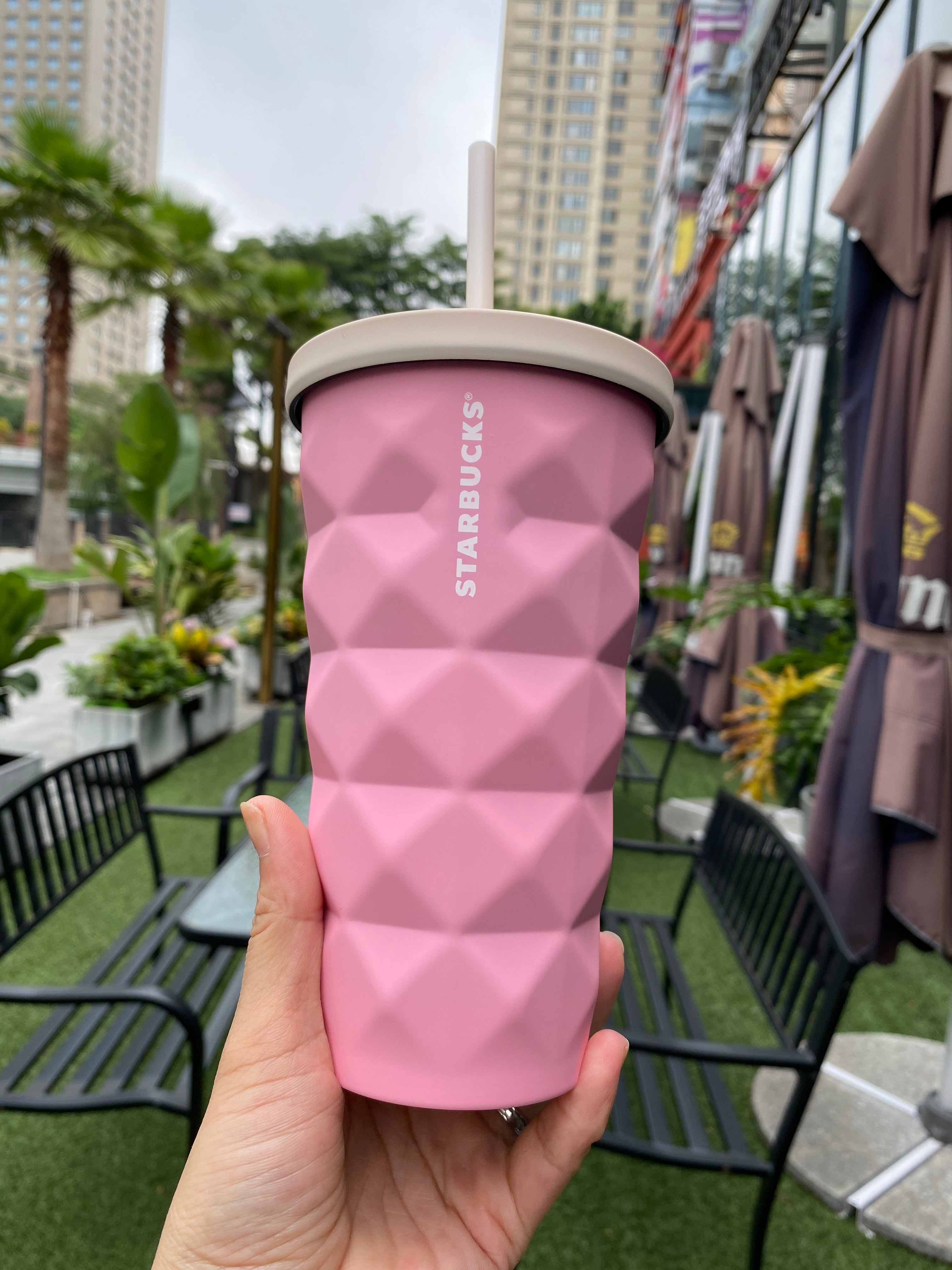 Starbucks 2020 China Summer Pink Pineapple 16oz Stainless Steel Straw Tumbler