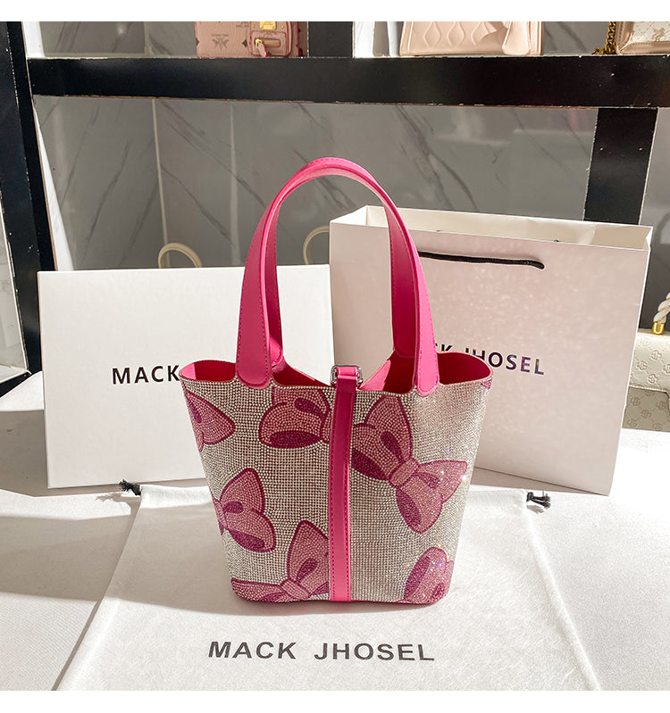 Hong Kong MACK JHOSEL Glitter Silver Pink Basket Women's Hand Bag