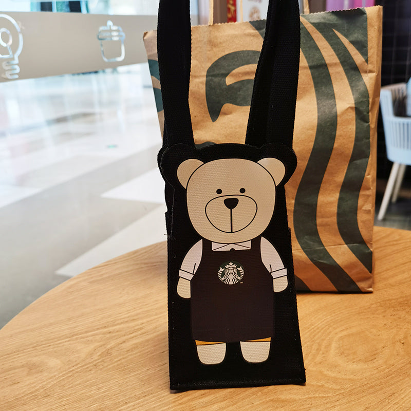 Starbucks Taiwan 2021 Protection Bear Canvas Cup Bag Green Red  Black Environmental Bag