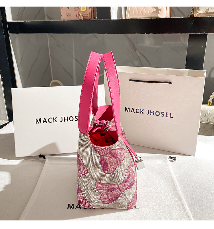 Hong Kong MACK JHOSEL Glitter Silver Pink Basket Women's Hand Bag