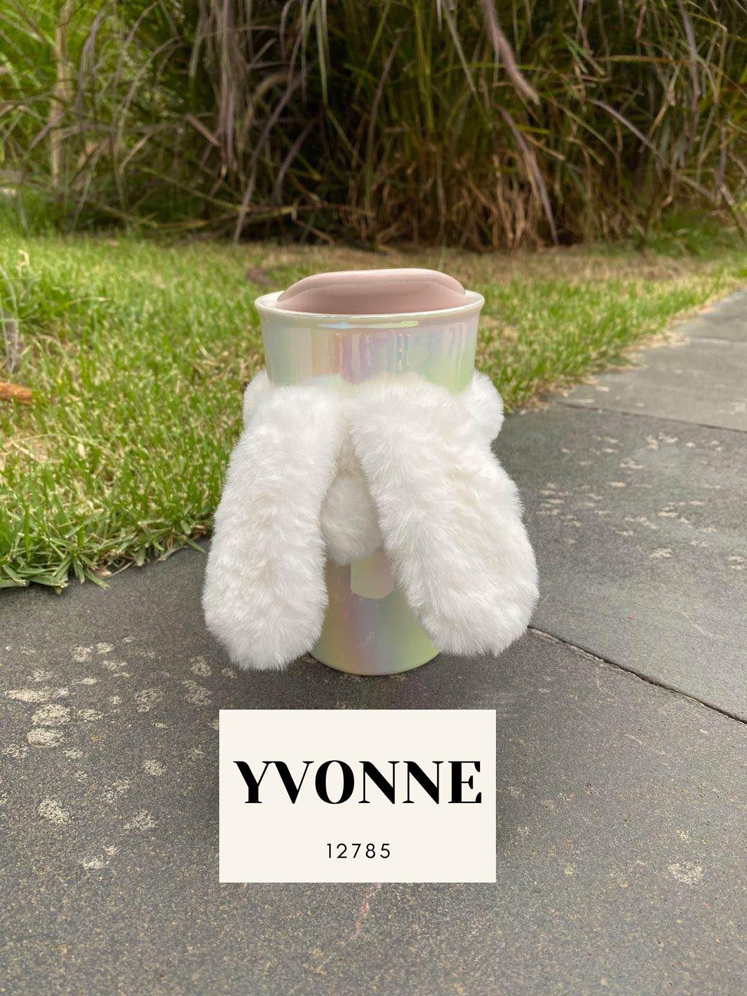 Starbucks Cup 2019 Mid-Autumn Festival Fluffy Bunny Ears Double Layer Ceramic Mug Drinking Cup 12oz - Yvonne12785