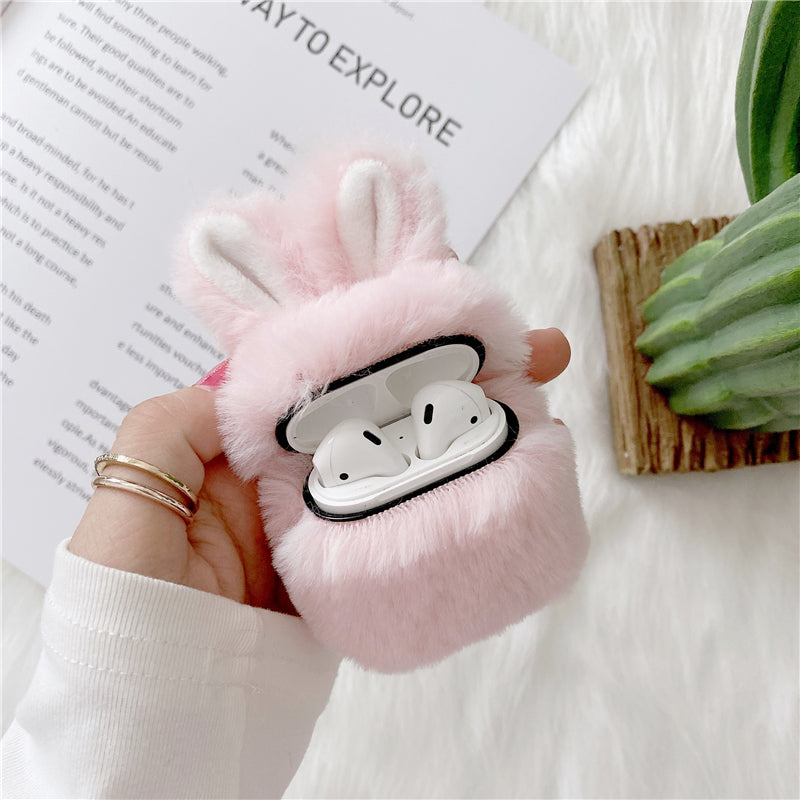 Plush Rabbit Ears Headphone Sleeve Protective Case For Apple Airpods Pro / Airpods 1/2 / Airpods 3
