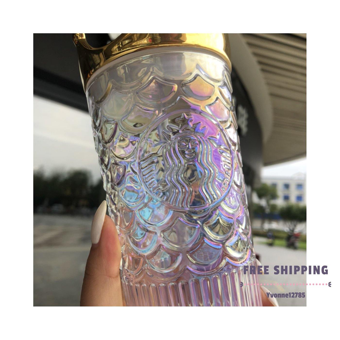 Starbucks 2020 China Anniversary Mermaid Crown Fish Scale 16oz Glass Straw Cup - Yvonne12785